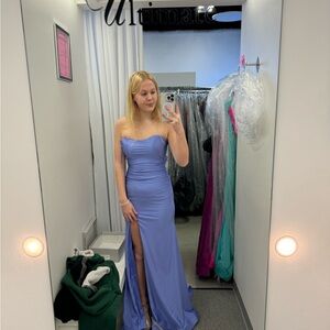 Purple Strapless Prom Dress